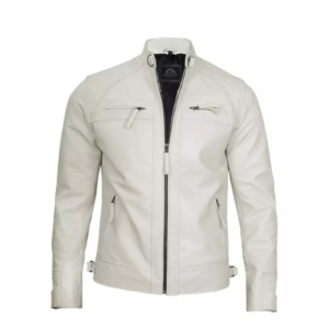 Mens Cafe Racer Biker Genuine Leather Jacket