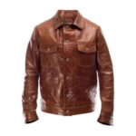 Vintage Brown Classy Real Leather Trucker Jacket