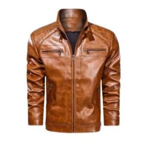 Vintage Brown Diamond Design Biker Jacket