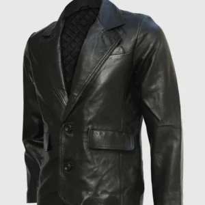 Mens Black Genuine Leather Coat